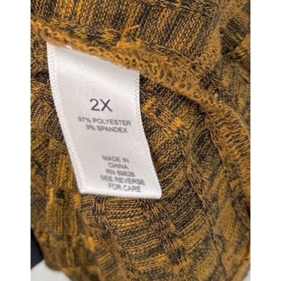 LOGO Lori Goldstein Marled Yellow Waterfall Ribbed Knit Sleeveless Vest Sz 2x - Picture 7 of 10